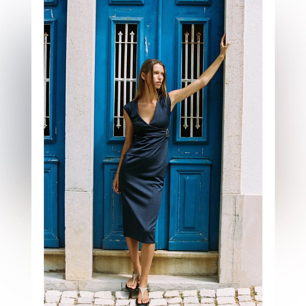 Zara Twill Wrap Dress - Picture 2 of 10